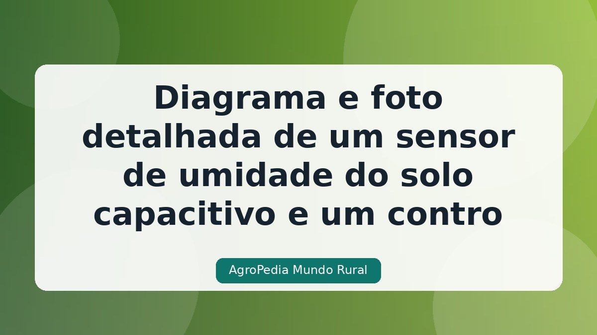 Diagrama e foto detalhada de um sensor de umidade do solo capacitivo e um controlador de irrigação p